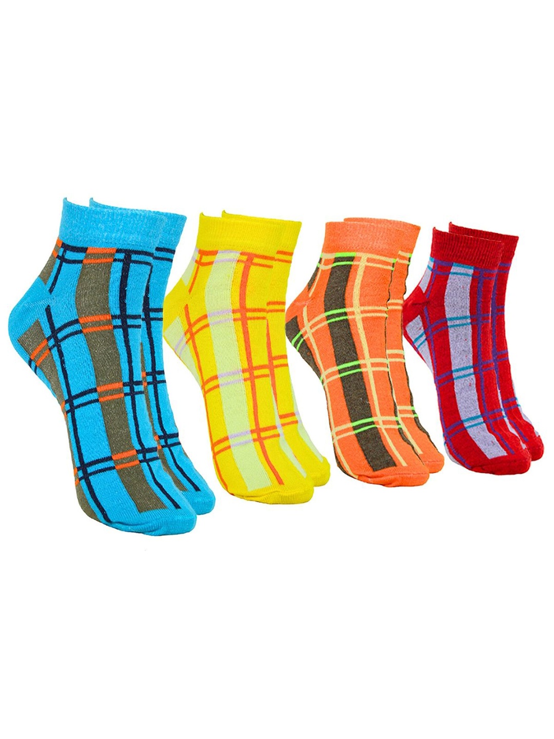 

BAESD Women Pack Of 4 Striped Cotton Ankle-Length Socks, Red