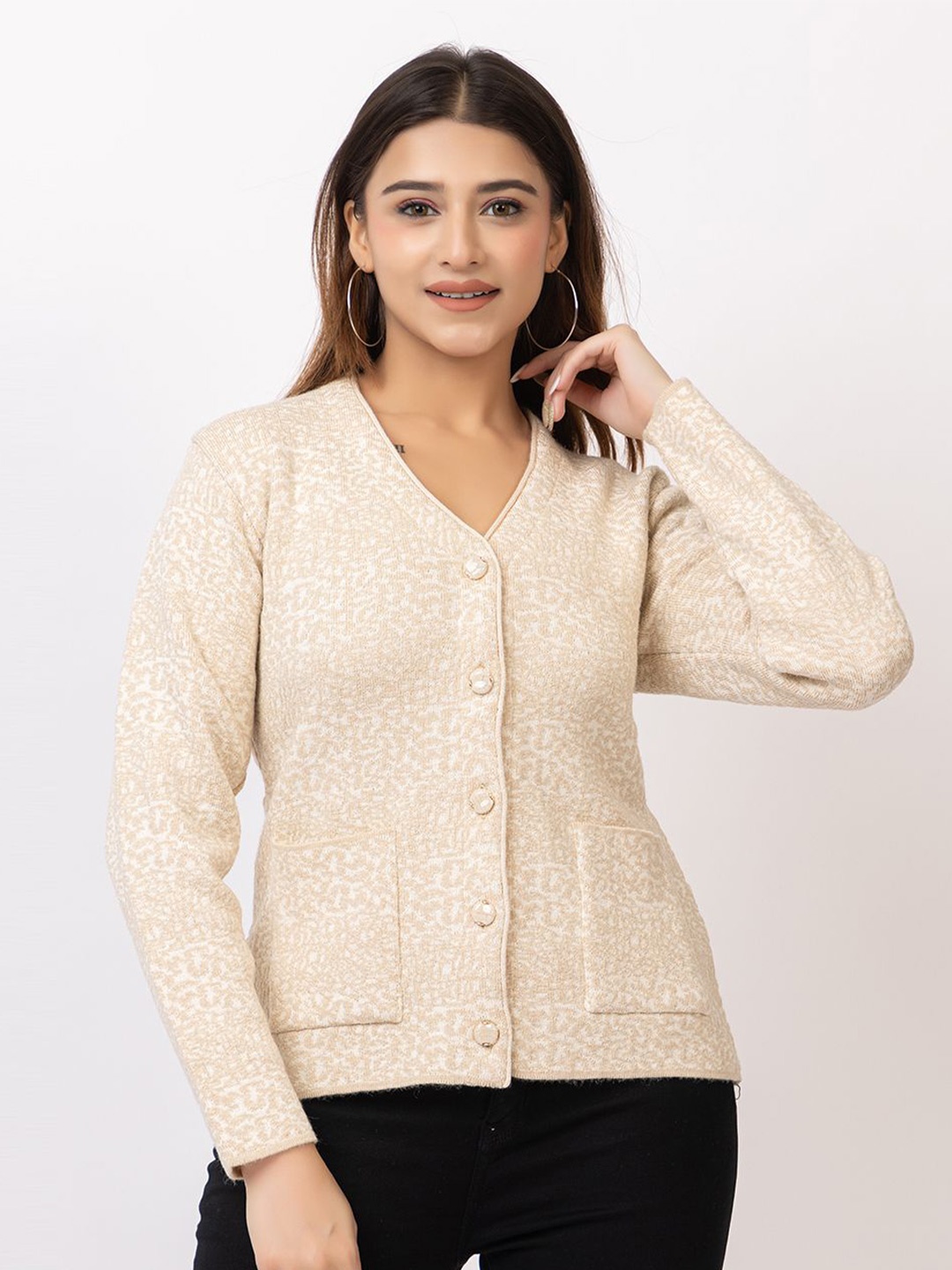 

TWENTY ME Women Woollen Cardigan, Beige