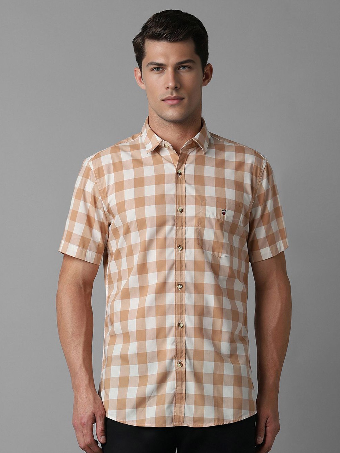 

Louis Philippe Sport Men Slim Fit Opaque Checked Casual Shirt, Brown
