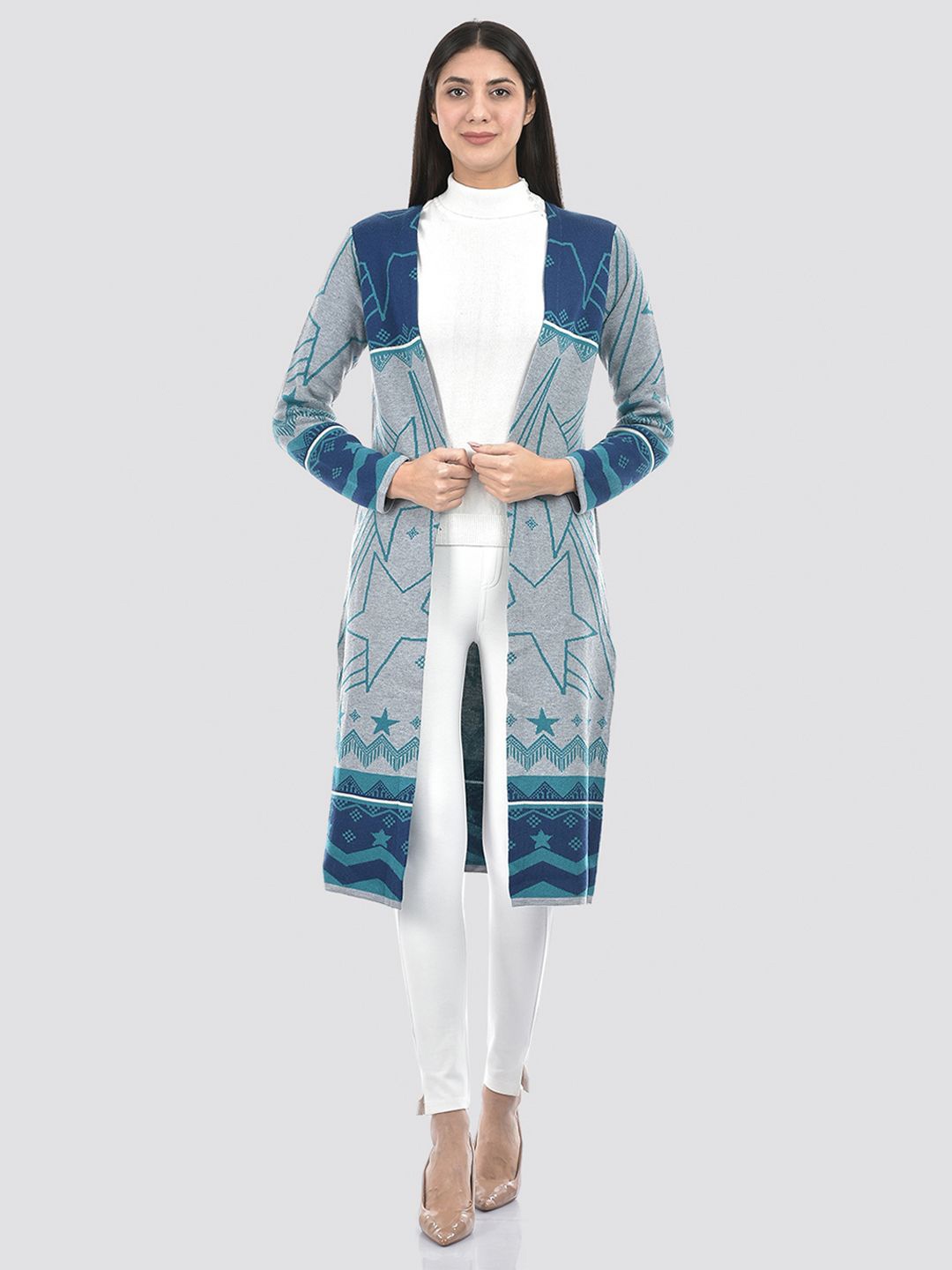 

American Eye Women Longline Shrug, Grey
