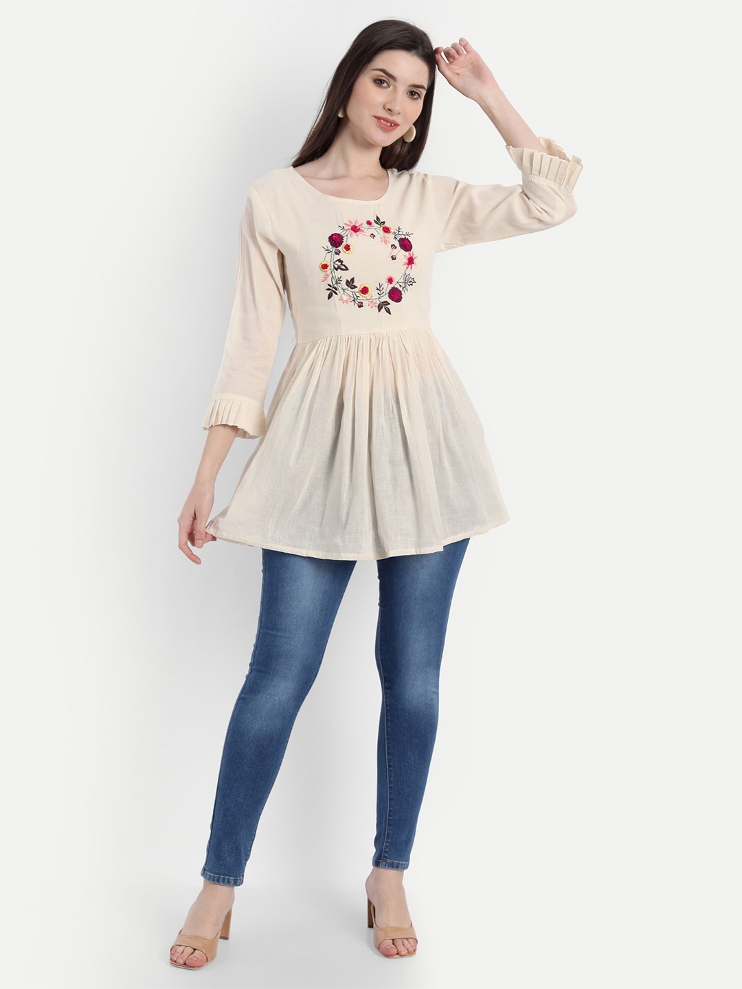 

GALANG GABAAN Embroidered Tunic, Beige