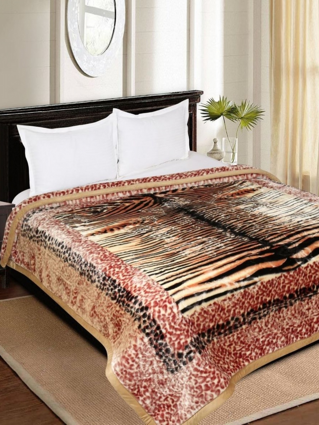 

Signature Black & Brown Striped Microfiber Heavy Winter 350 GSM Single Bed Blanket