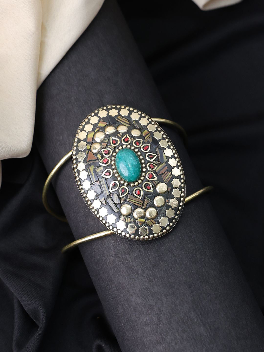 

PANASH Women Brass Gold-Plated Cuff Bracelet