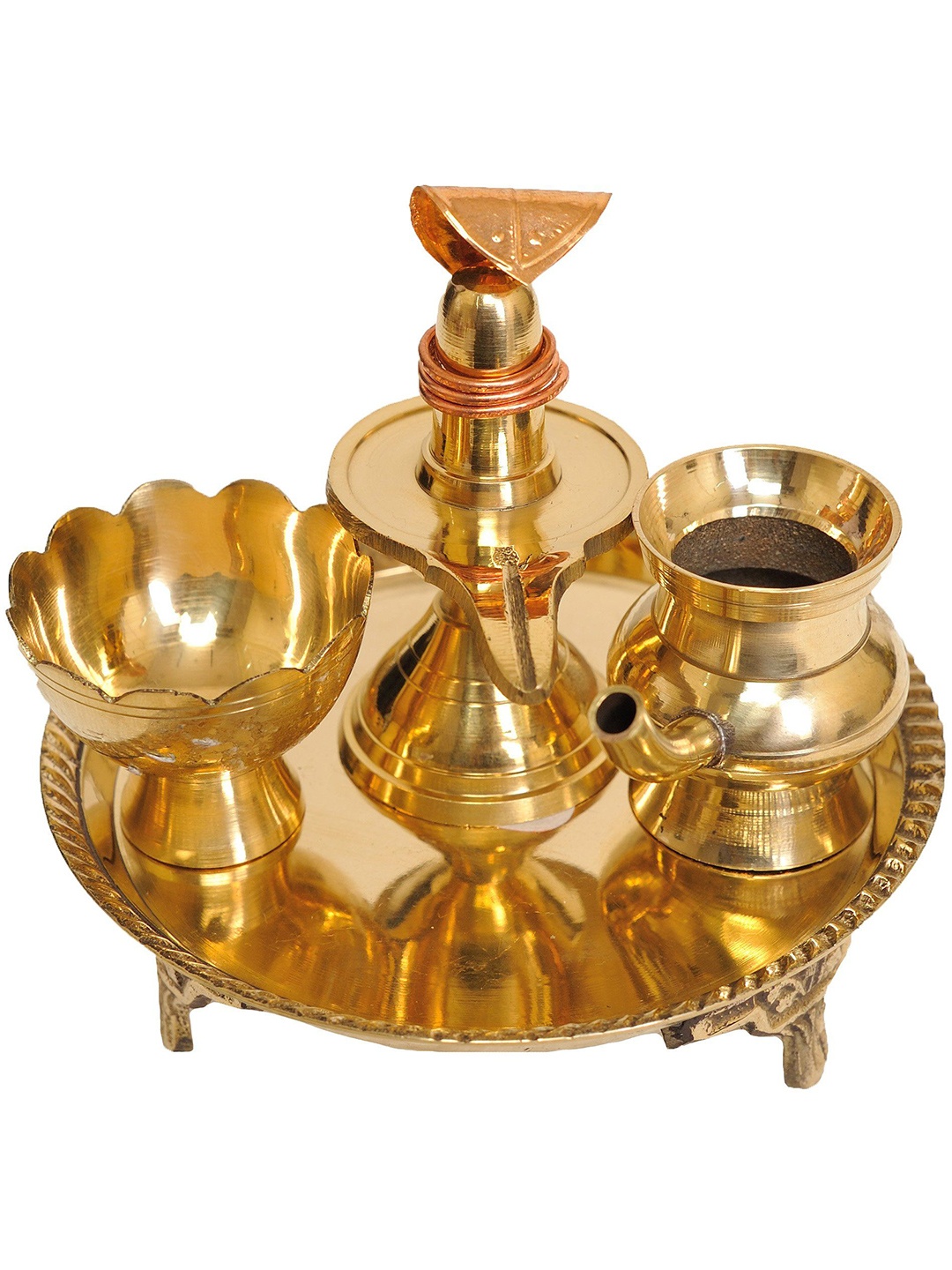 

Exotic India 4" Brass Shiva Linga Puja Thali, Gold