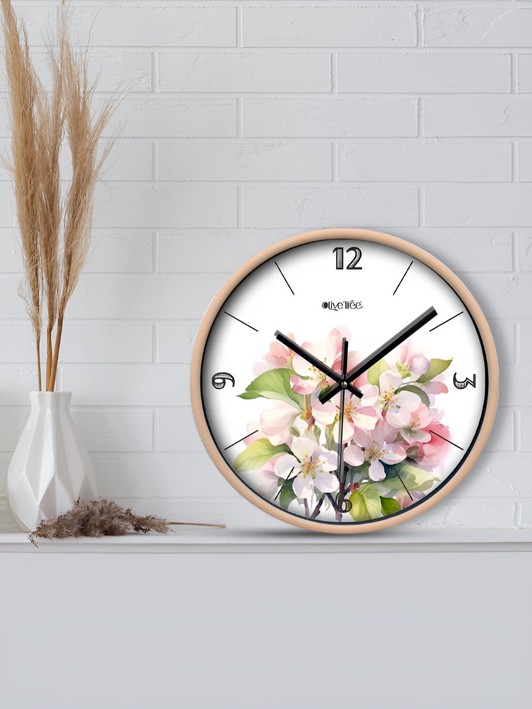 

OLIVE TREE White & Olive Green Printed Contemporary Wall Clock