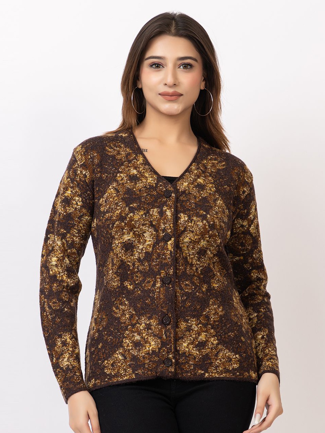 

TWENTY ME Women Woollen Cardigan, Brown