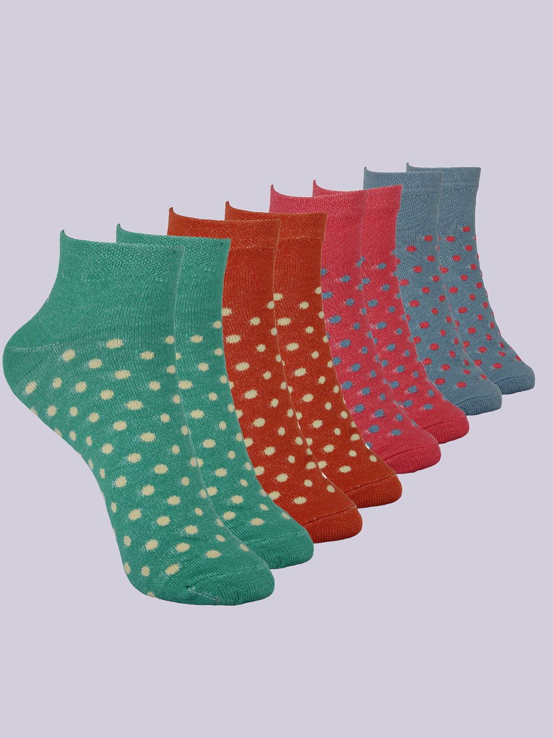 

BAESD Women Pack Of 4 Printed Cotton Ankle-Length Socks, Red