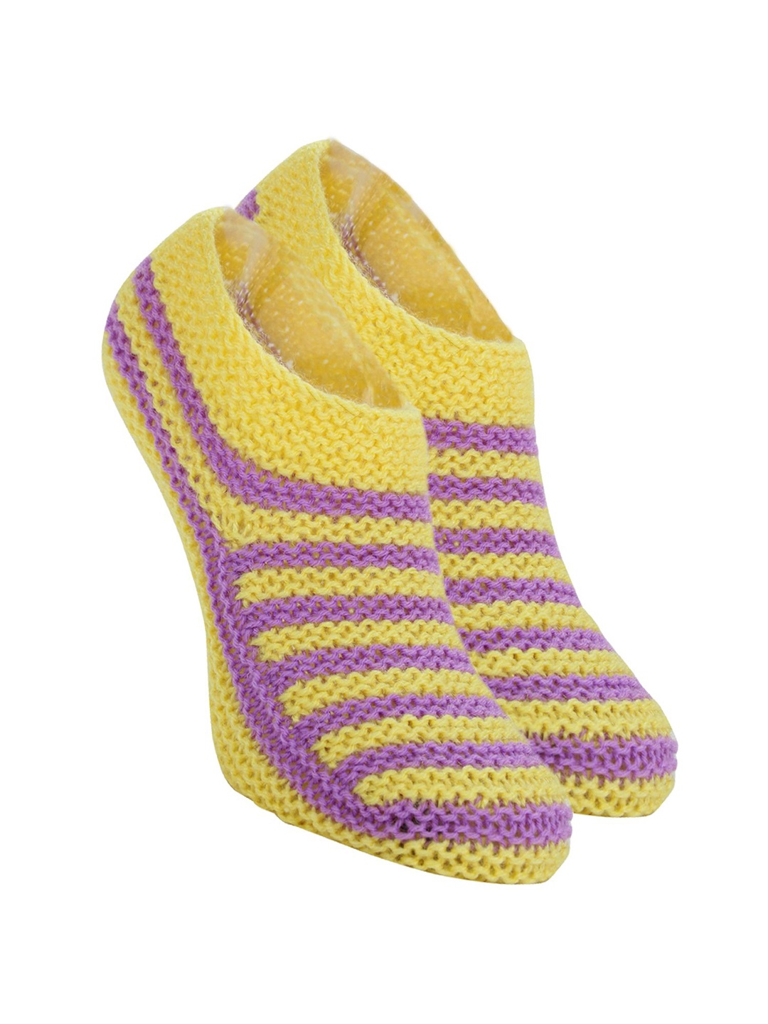 

BAESD Women Striped Pure Wool Crochet Ankle-Length Socks, Purple