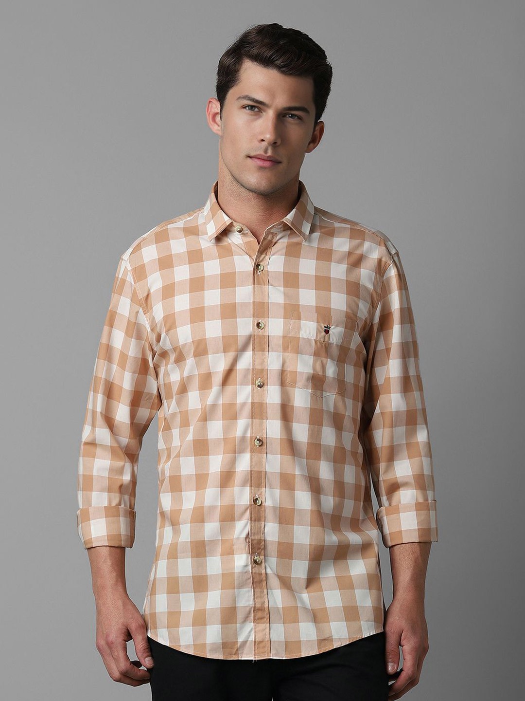 

Louis Philippe Sport Men Slim Fit Opaque Checked Casual Shirt, Brown