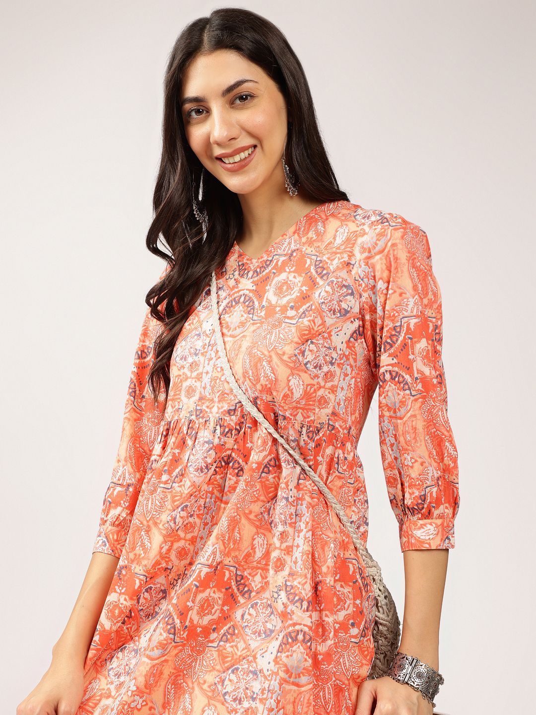 

Anouk Floral Print Empire Dress, Orange