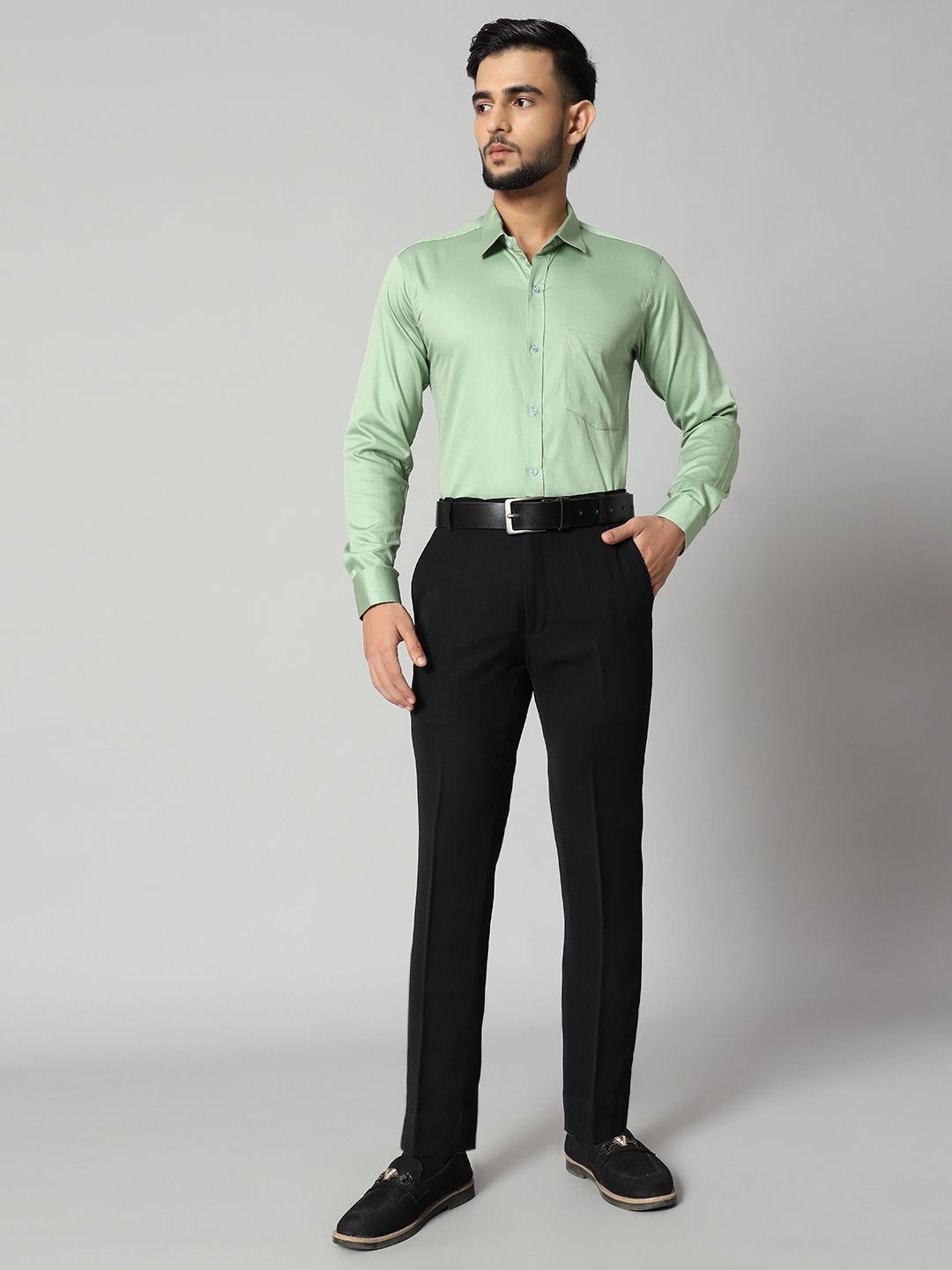 

Bigreams Men Comfort Slim Fit Opaque Formal Shirt, Green