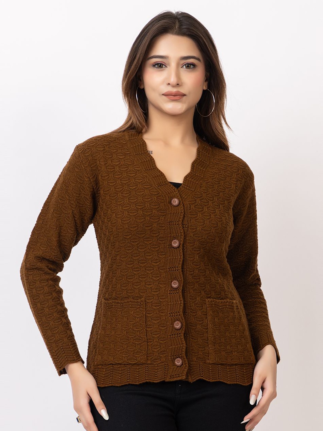 

TWENTY ME Women Woollen Cardigan, Brown
