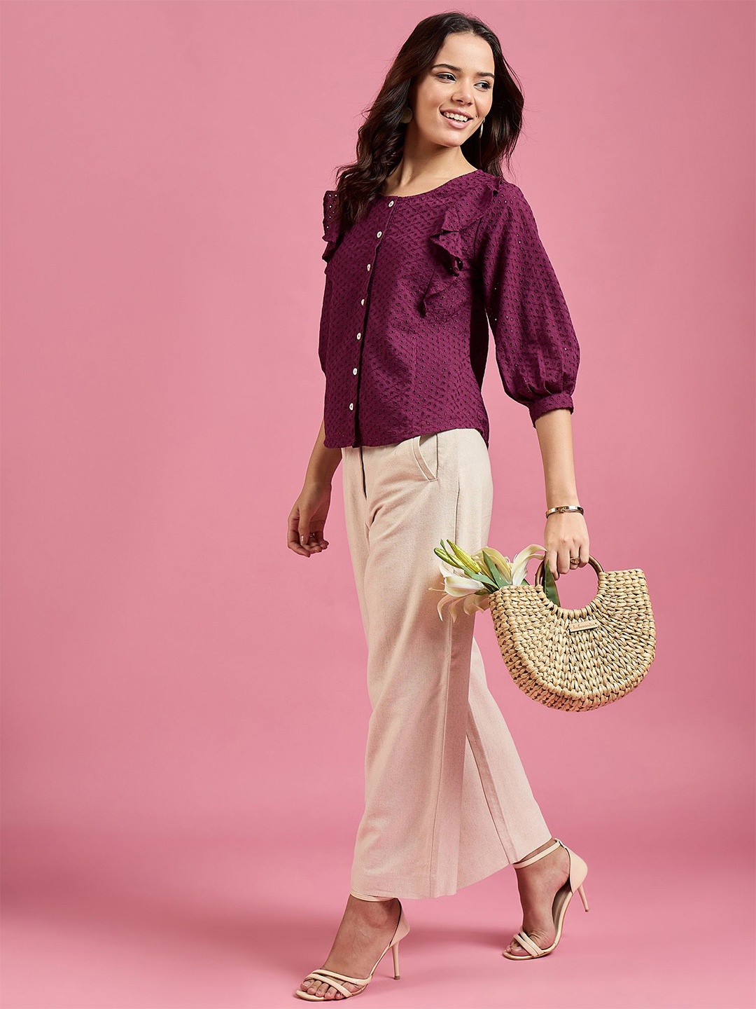 

DressBerry Women Modern Opaque Printed Casual Shirt, Purple