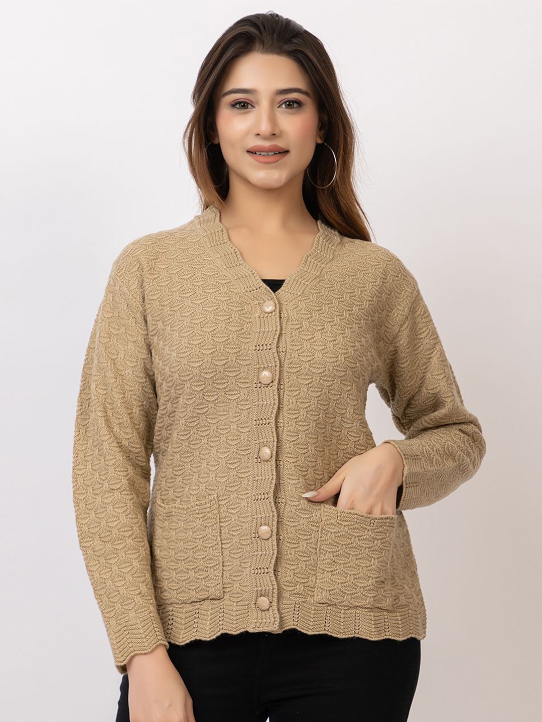 

TWENTY ME Women Woollen Cardigan, Beige