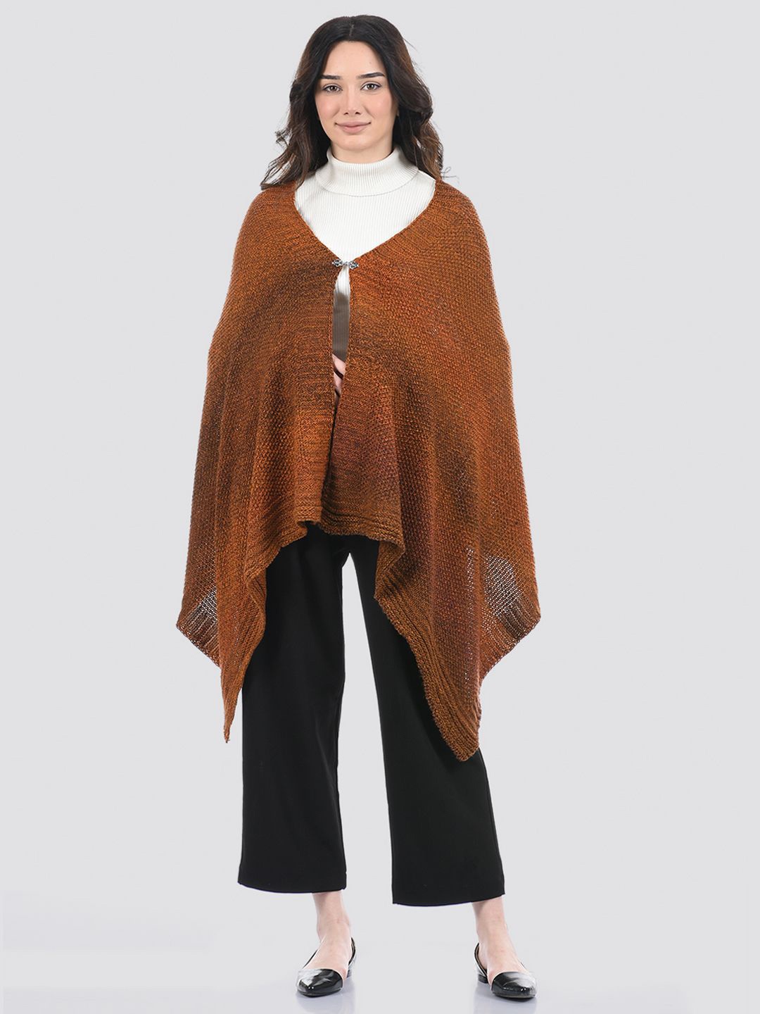 

American Eye Women Longline Button Shrug, Brown