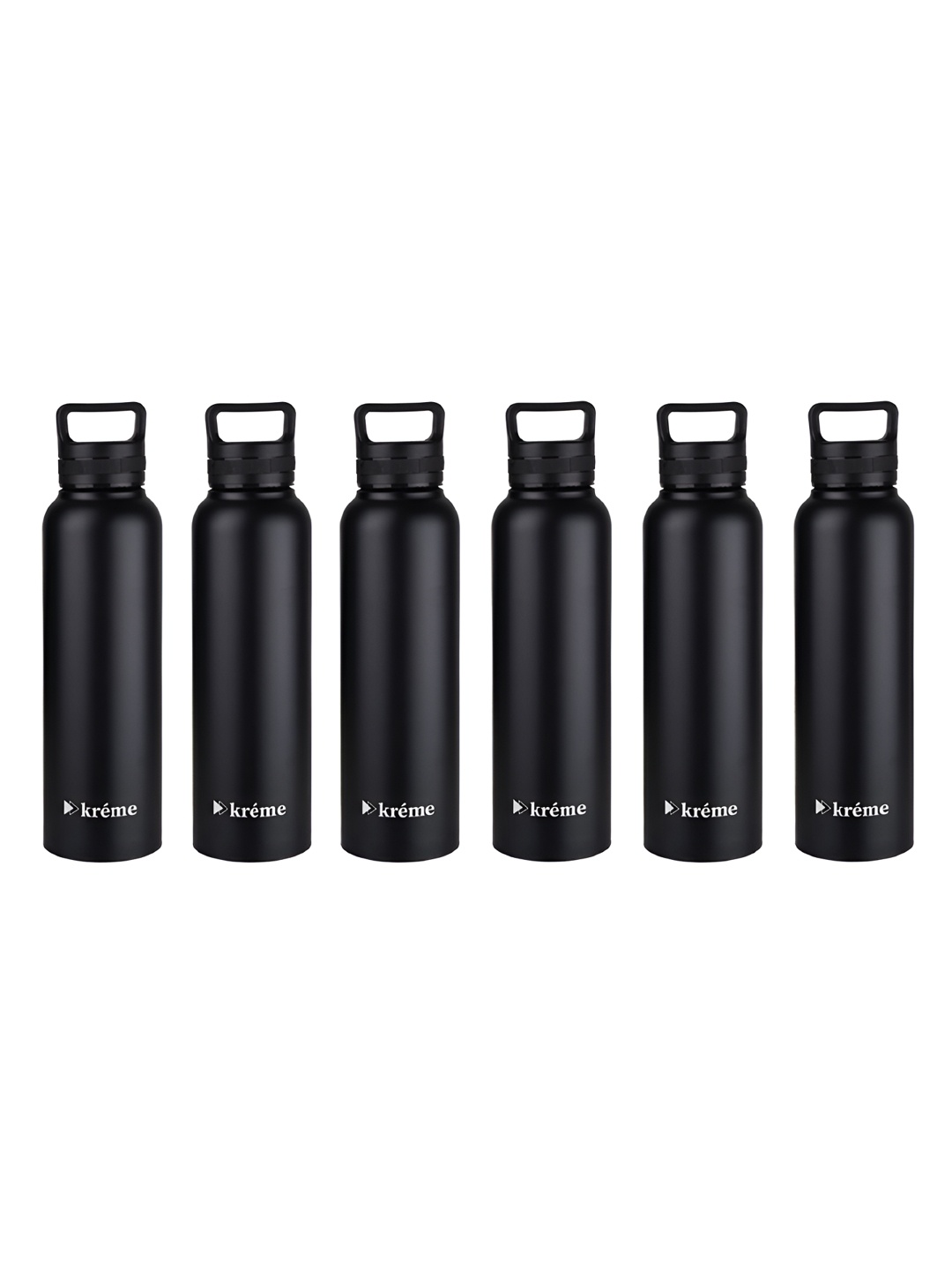 

Kreme Black & Silver-Toned Set of 6 Stainless Steel Double Wall Vacuum Water Bottle