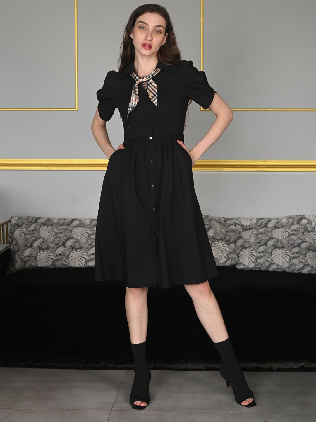

ODETTE Fit & Flare Dress, Black