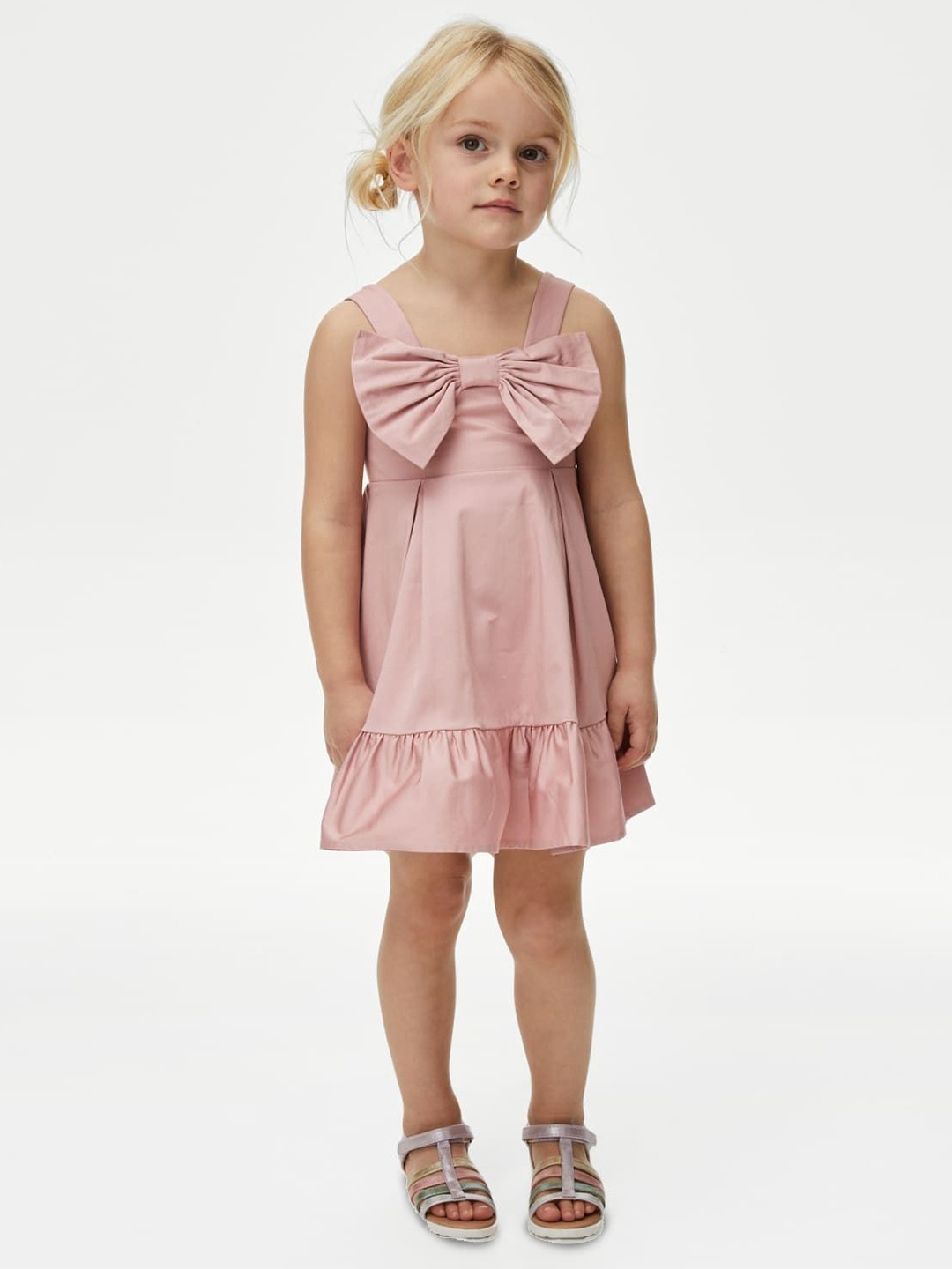 

Marks & Spencer Bow Detailed Fit & Flare Dress, Pink