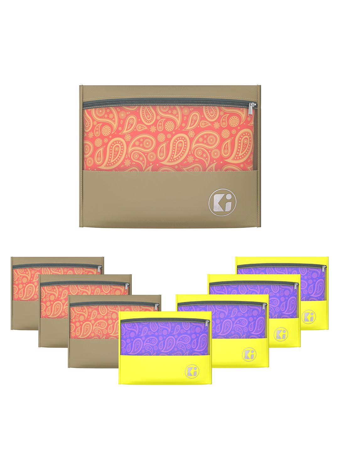 

Kuber Industries Brown & Yellow 8 Pieces Waterproof Wardrobe Multi-Utility Organisers