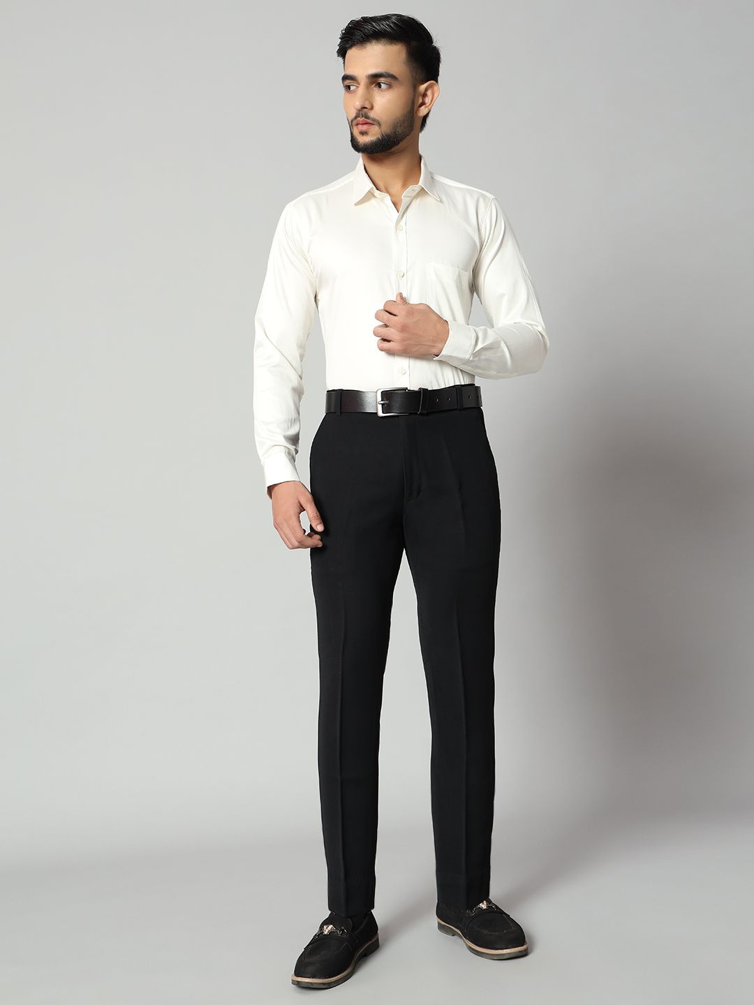 

Bigreams Men Comfort Slim Fit Opaque Formal Shirt, Off white