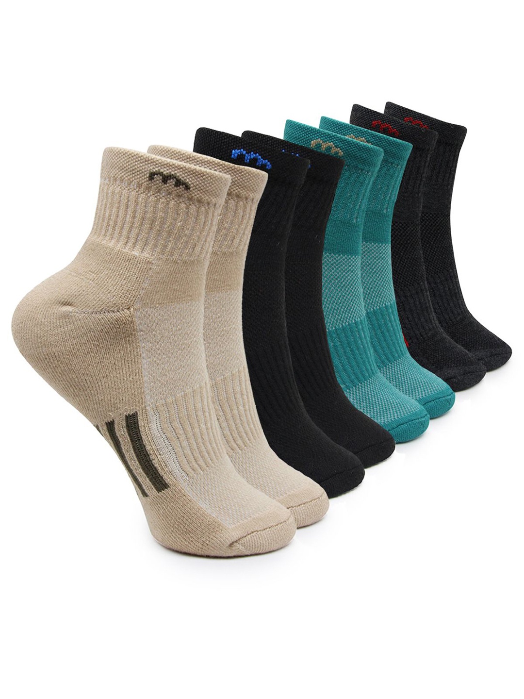 

BAESD Women Pack Of 4 Striped Cotton Ankle-Length Socks, Black