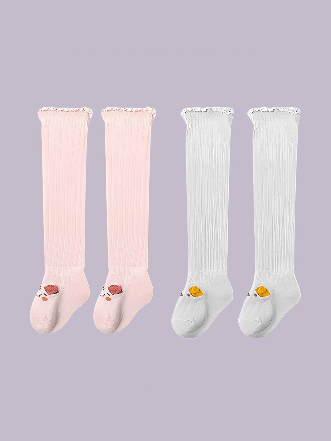 

SYGA Kids Pack Of 2 Cotton Knee-Length Socks, Pink