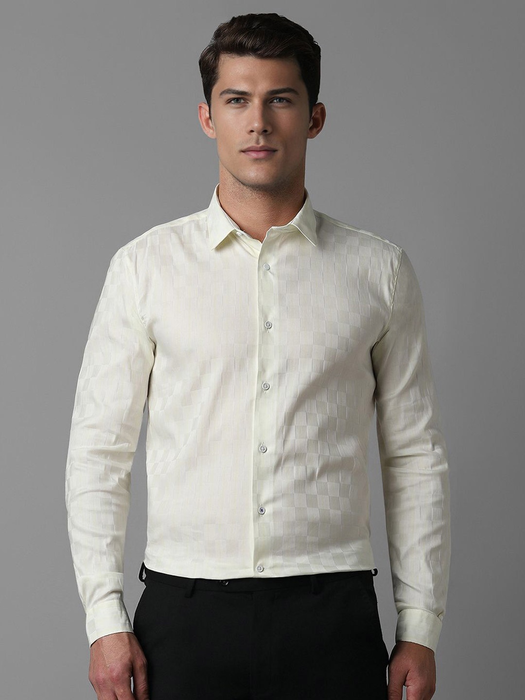 

Louis Philippe Sport Men Super Slim Fit Opaque Checked Casual Shirt, Cream