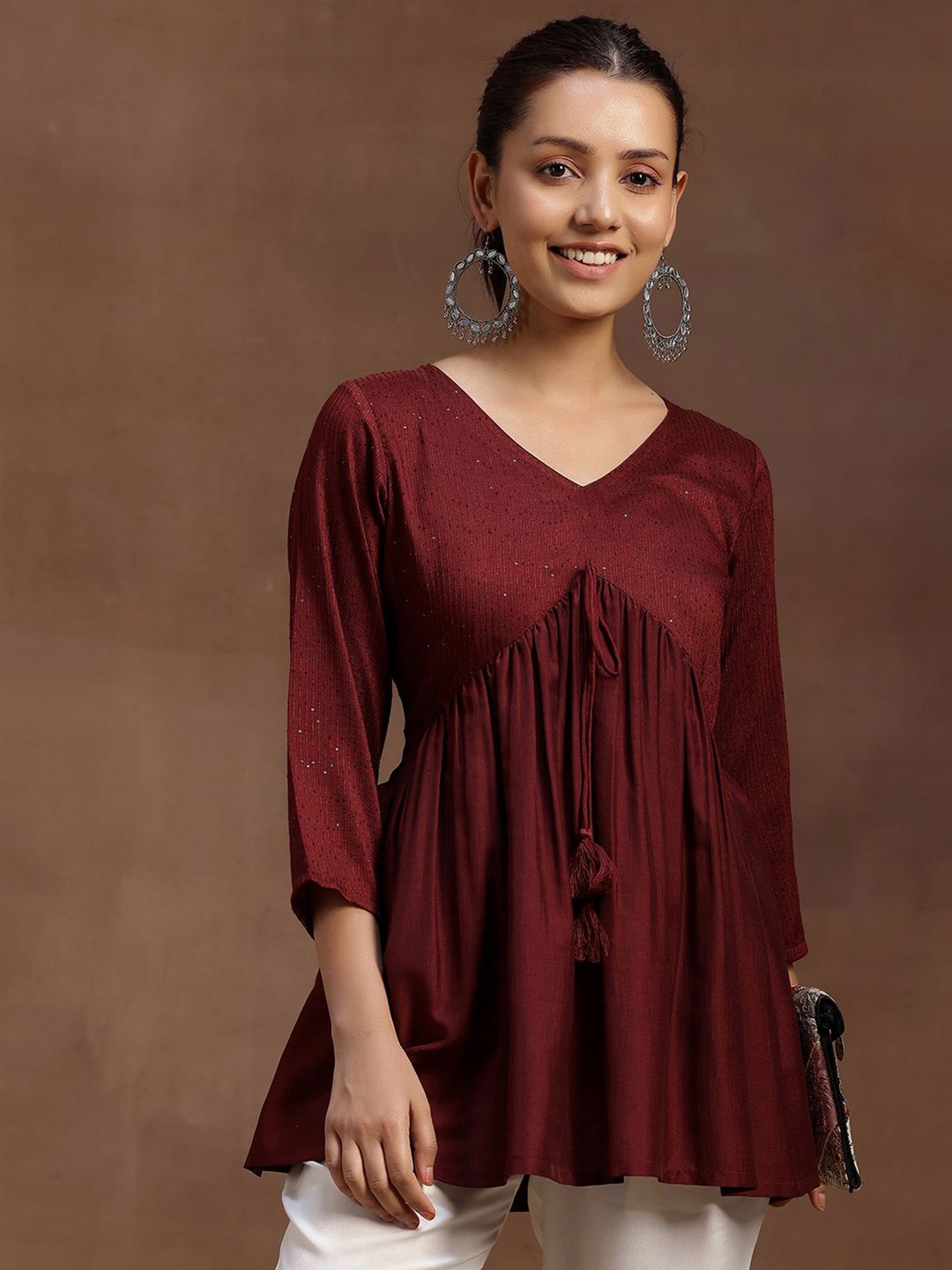 

Libas Gathered Tunic, Burgundy