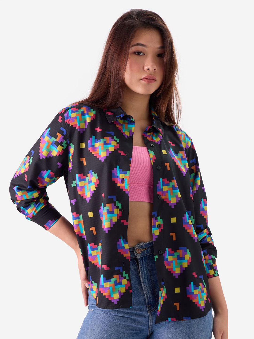 

The Souled Store Women Opaque Printed Casual Shirt, Black