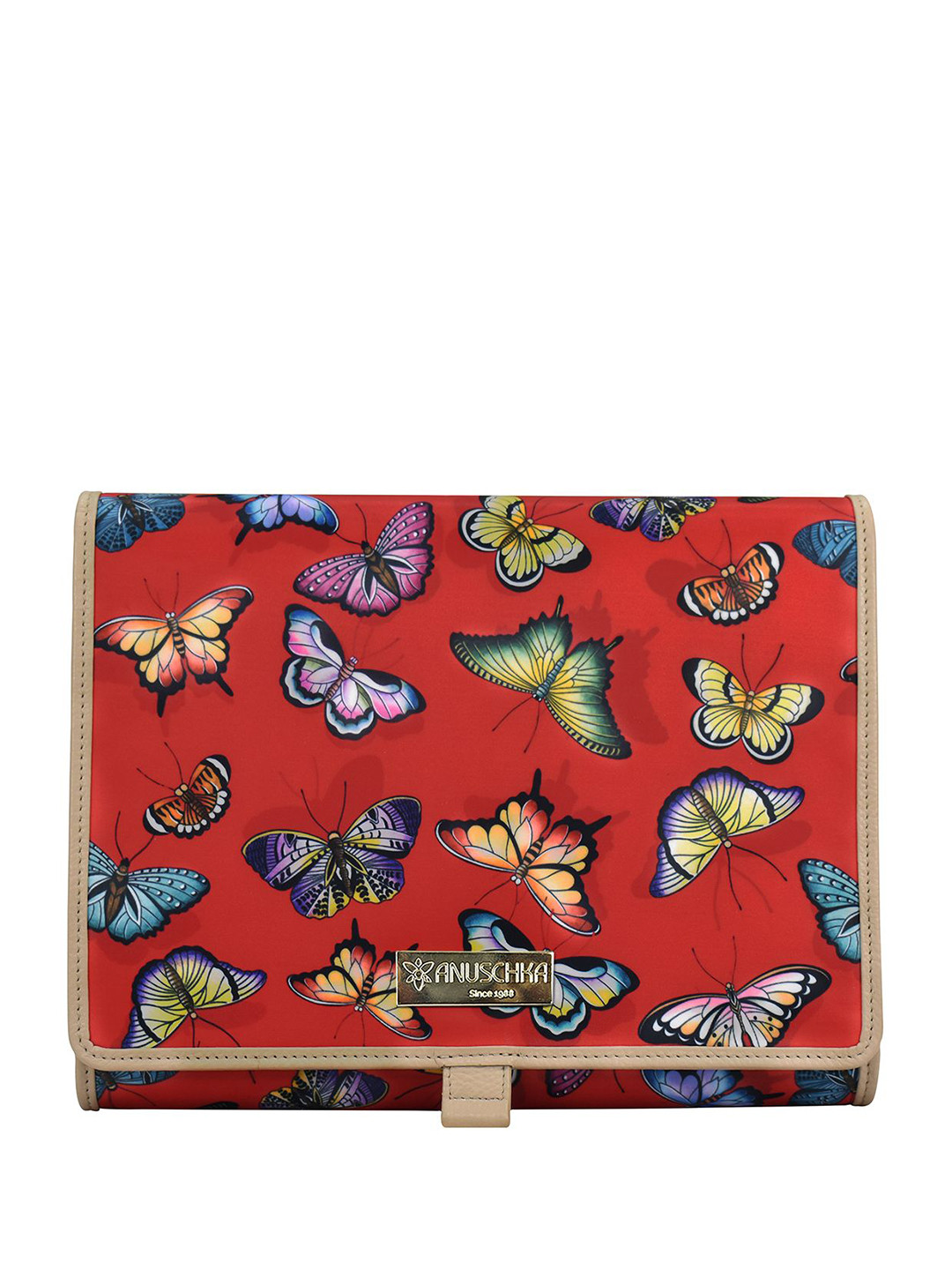 

Anuschka Women Abstract Printed Zip Detail Three Fold Wallet, Red