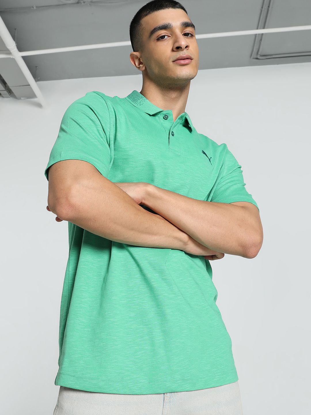 

Puma ESS Men Slub Polo Tshirts, Green