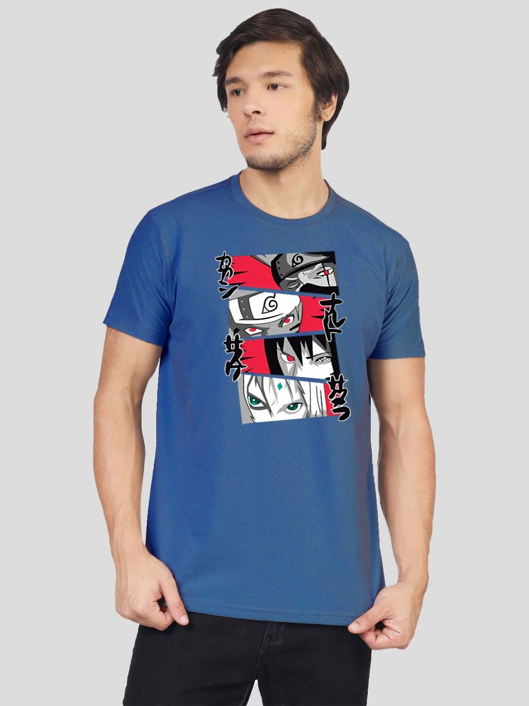 

Greylongg Men Graphic Printed Round Neck Cotton T-shirt, Blue