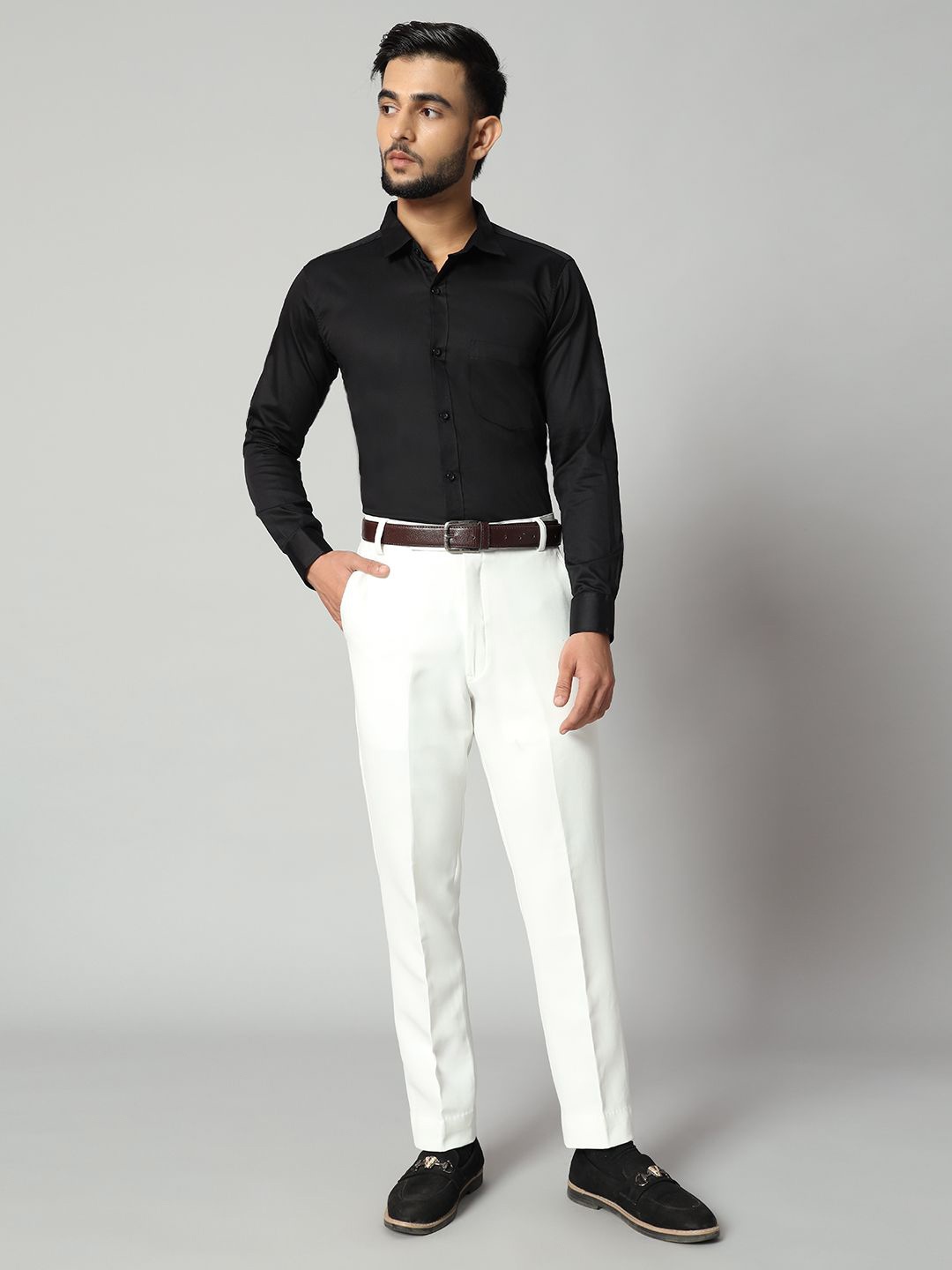 

Bigreams Men Comfort Slim Fit Opaque Formal Shirt, Black
