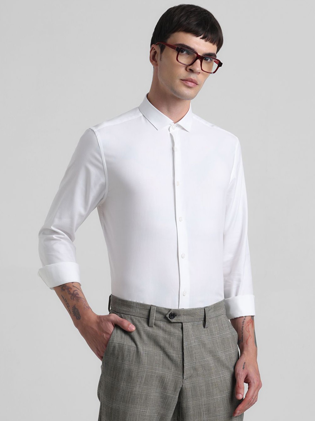 

Jack & Jones Men Slim Fit Opaque Casual Shirt, White