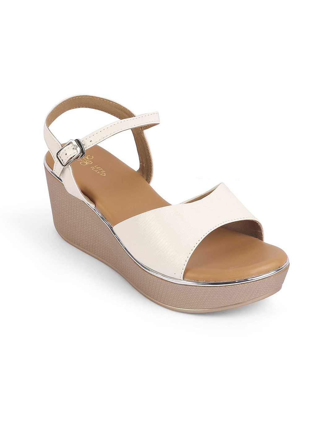 

Tresmode Colourblocked Leather Wedge Sandals, White