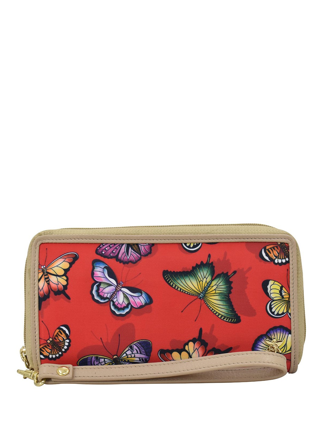 

Anuschka Women Floral Printed Zip Around Wallet, Rust