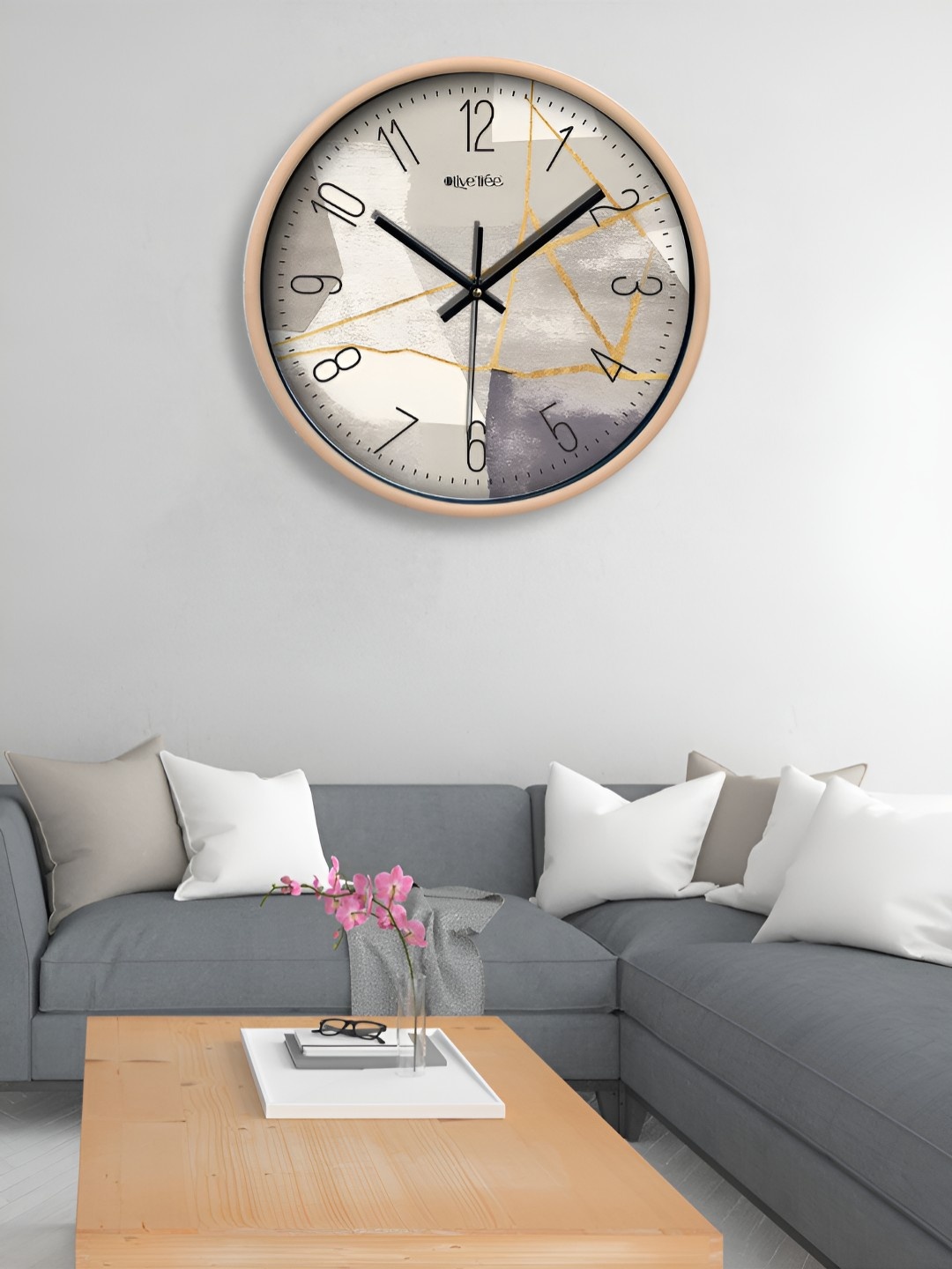 

OLIVE TREE Beige & Grey Printed Contemporary Wall Clock