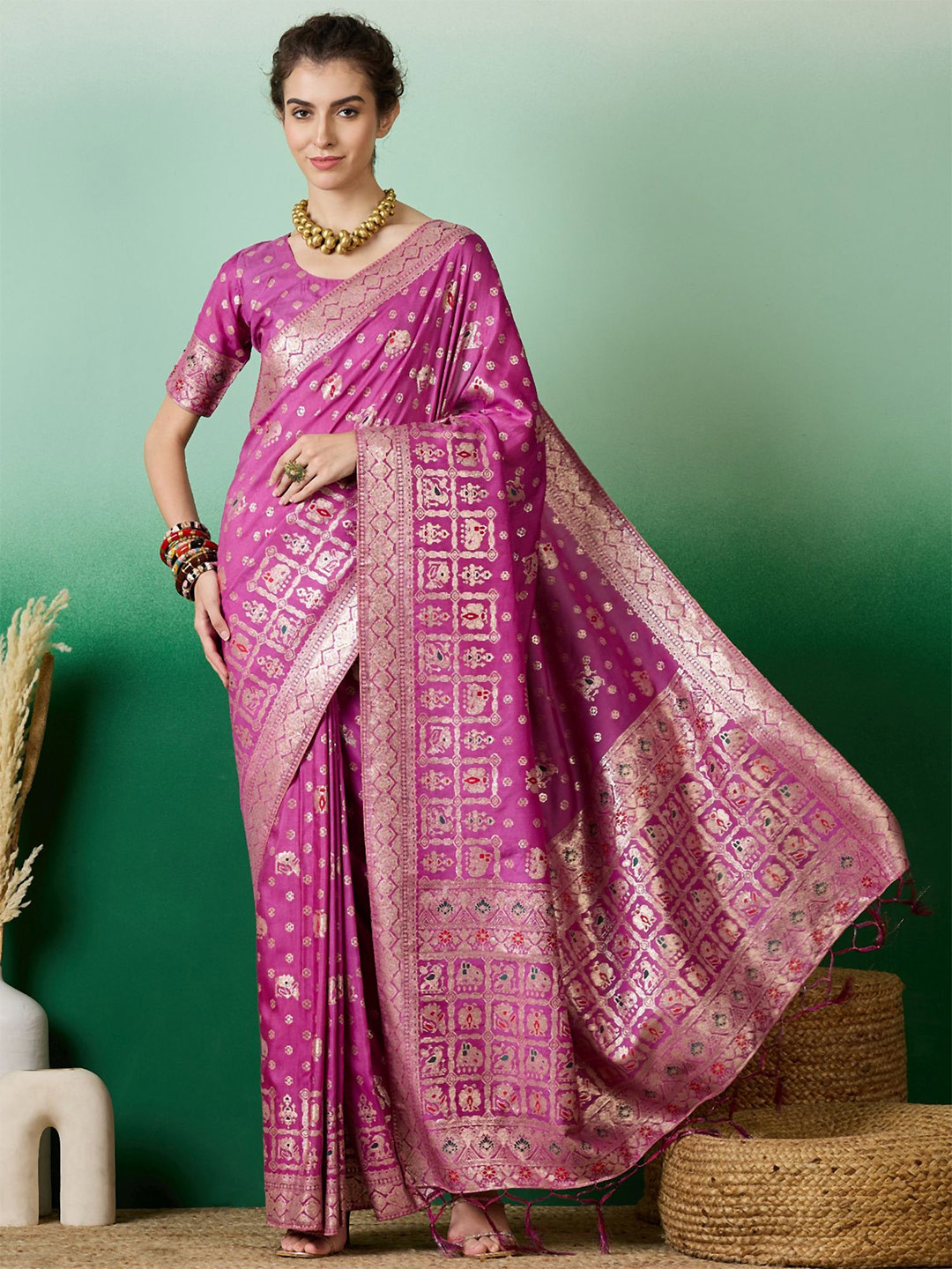 

NIRMAL CREATION Woven Design Zari Saree, Purple