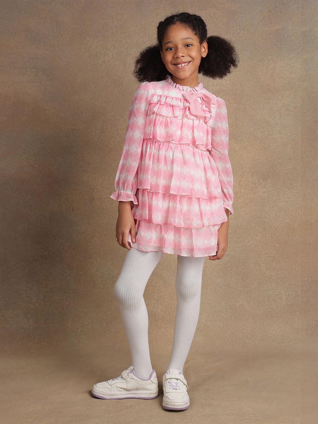 

One Friday Checked A-Line Dress, Pink