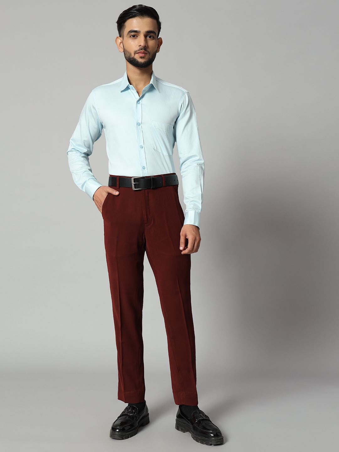 

Bigreams Men Comfort Slim Fit Opaque Formal Shirt, Blue