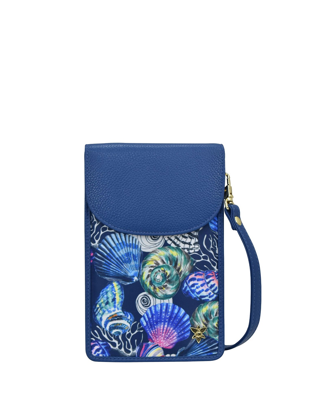 

Anuschka Women Floral Printed Two Fold Wallet, Blue