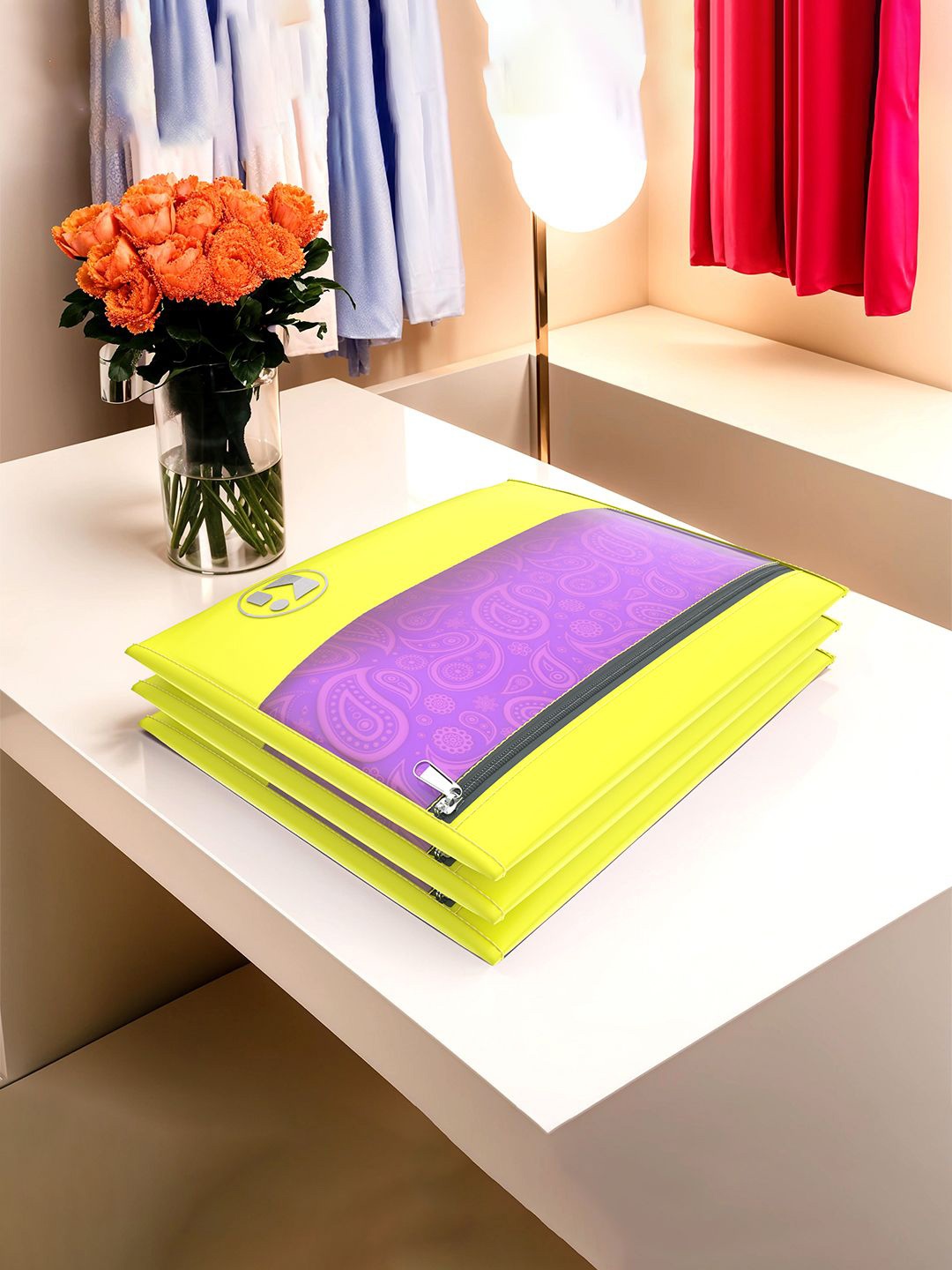 

Kuber Industries Yellow & Transparent 3 Pieces Multi Utility Organisers