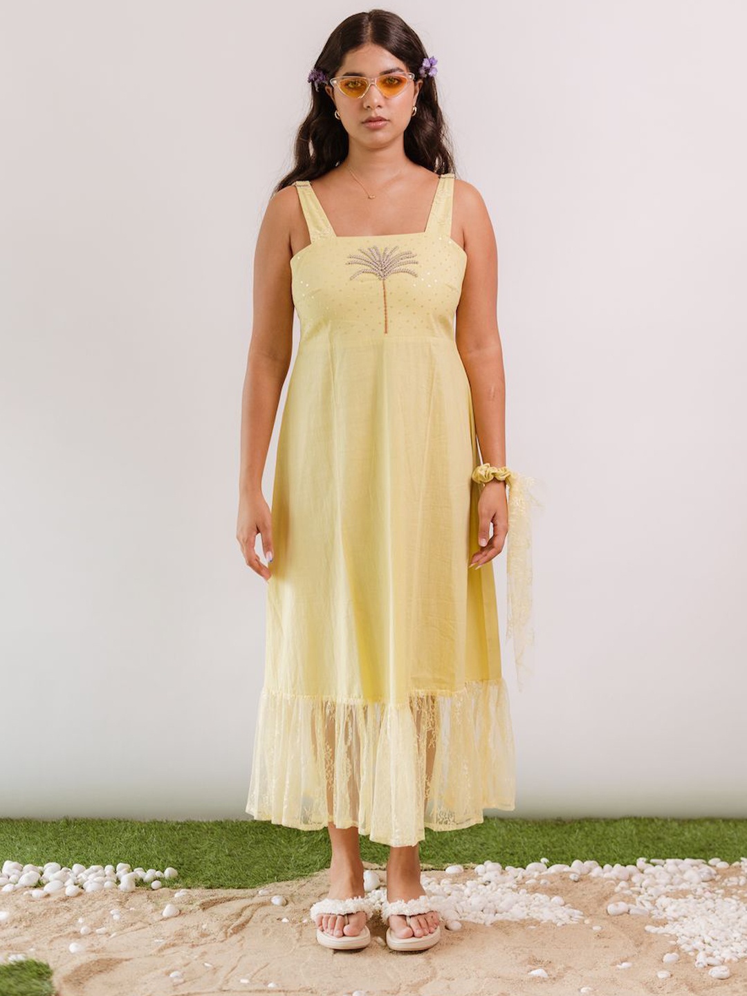 

LABEL SUGAR Bohemian Organic Cotton Maxi Dress, Yellow