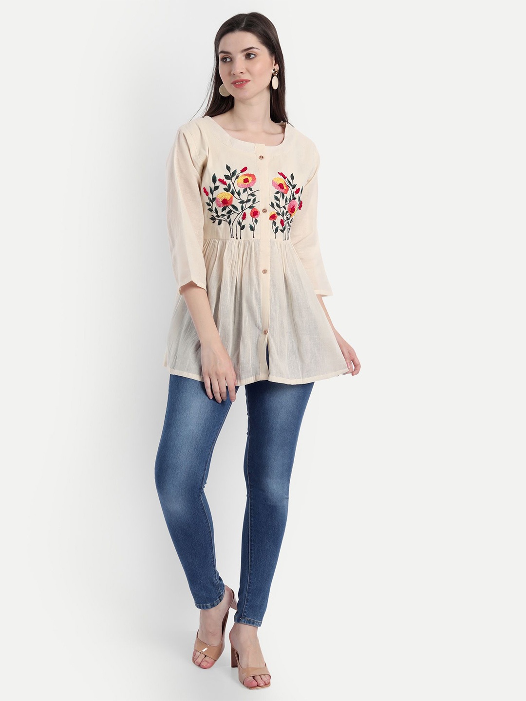 

GALANG GABAAN Embroidered Tunic, Beige