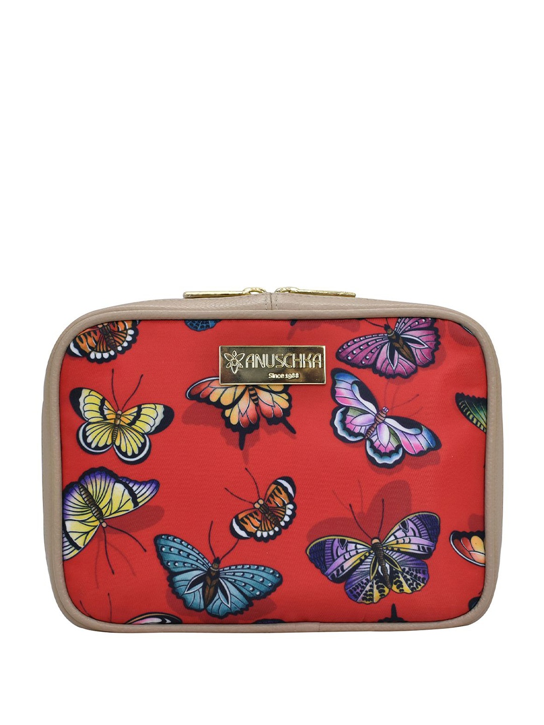 

Anuschka Women Floral Printed Zip Around Wallet, Rust