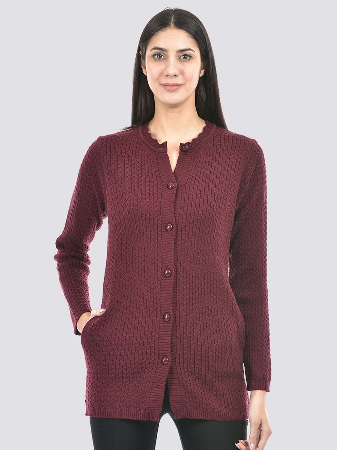 

American Eye Women Longline Cardigan, Maroon