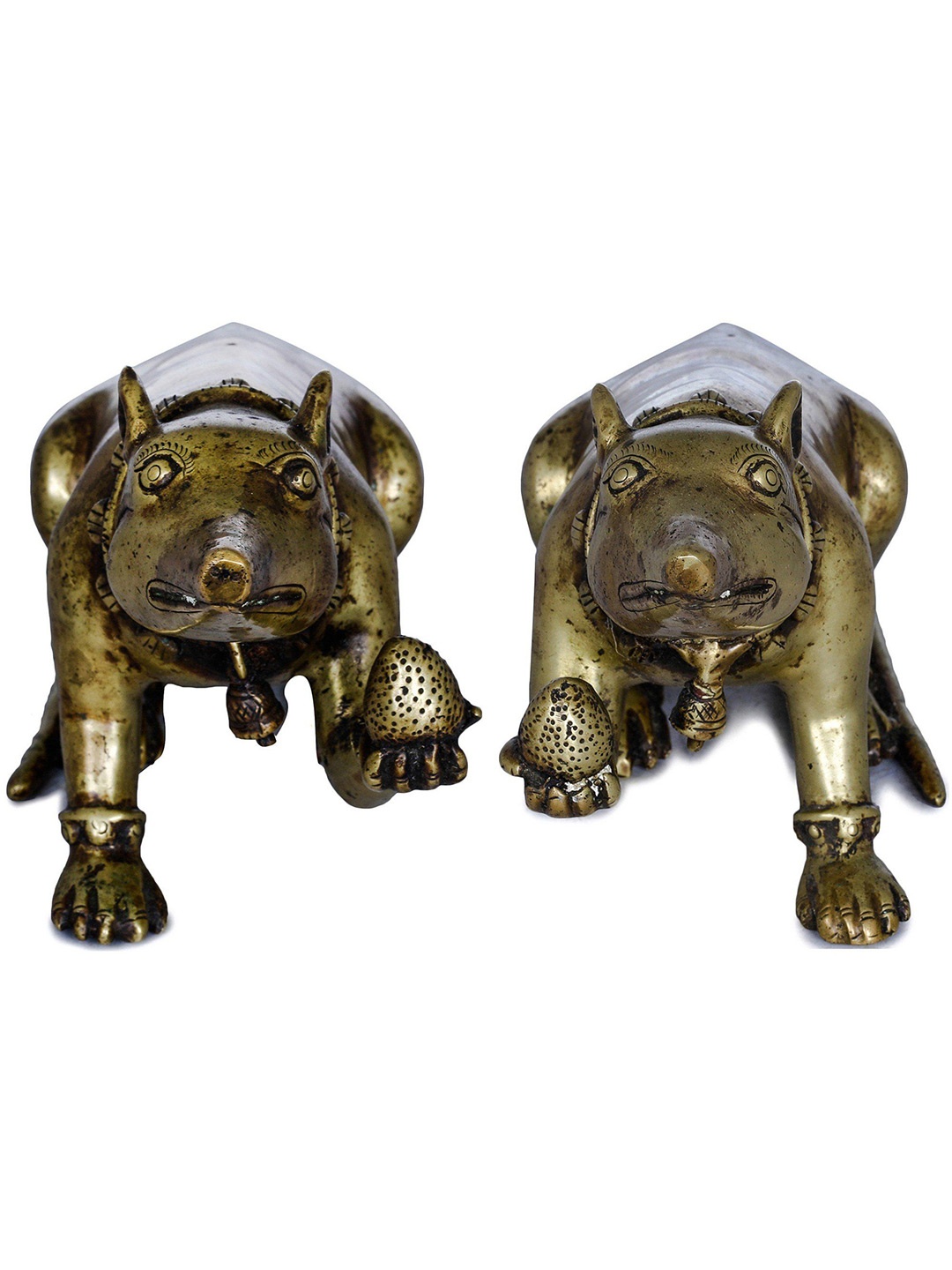 

Exotic India 2-Pcs Brown Brass Male-Female Figurine Showpieces