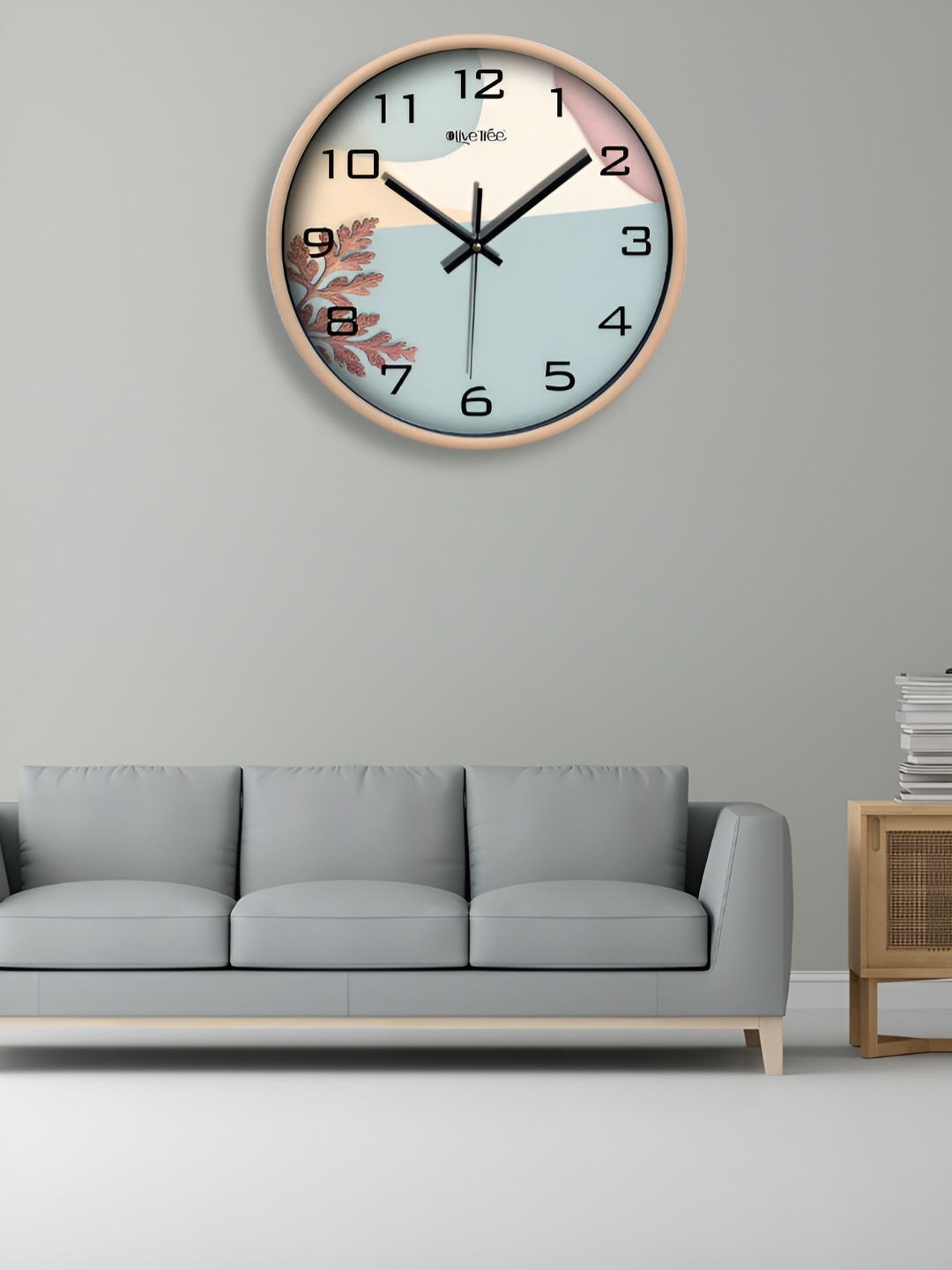 

OLIVE TREE Beige & Blue Printed Contemporary Wall Clock