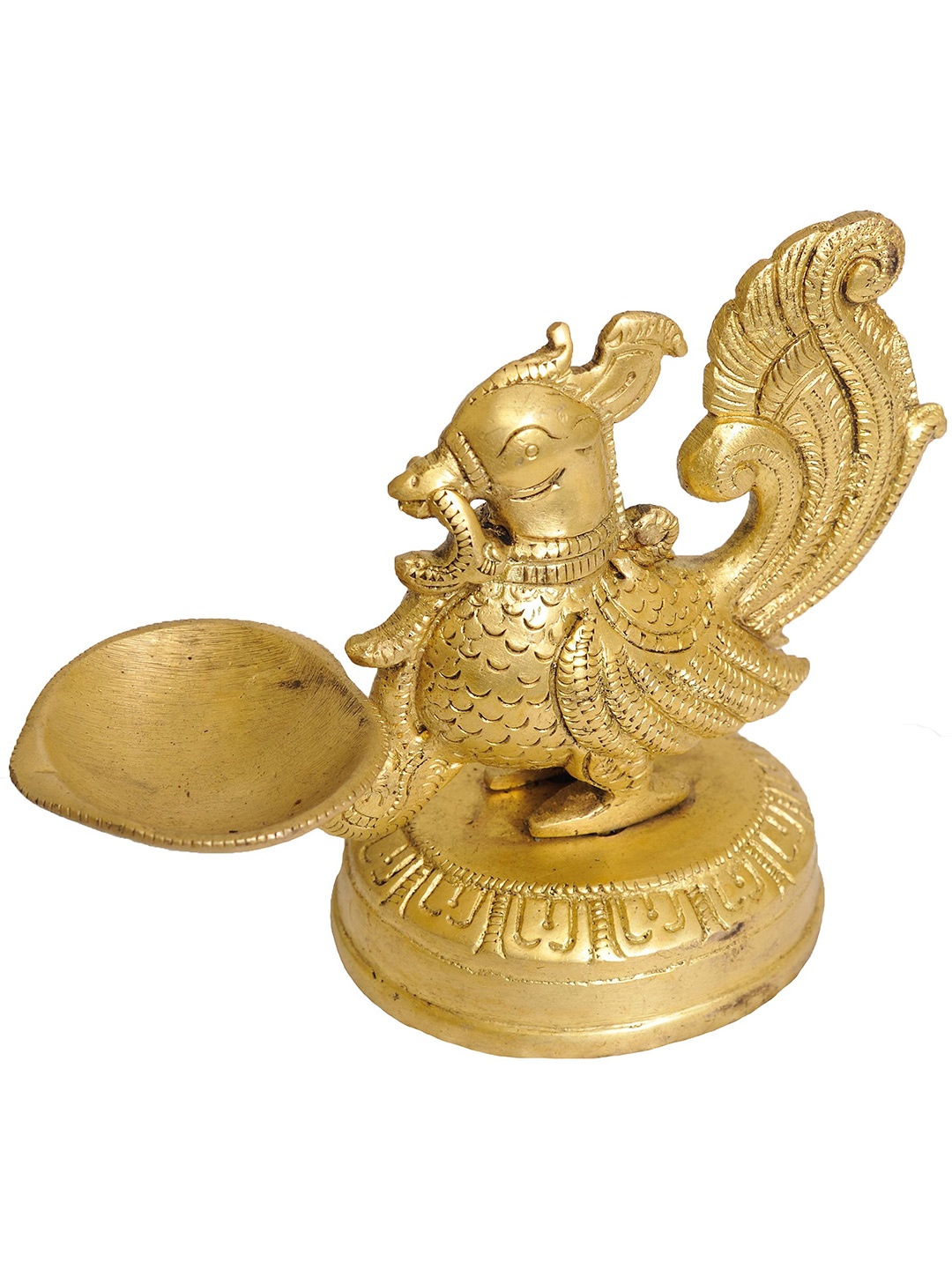 

Exotic India 4" Brass Peacock Lamp, Yellow