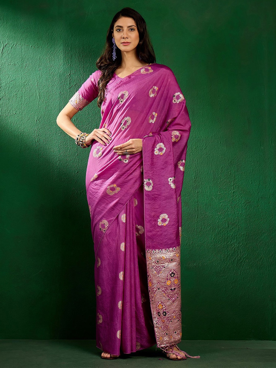 

NIRMAL CREATION Woven Design Zari Saree, Purple